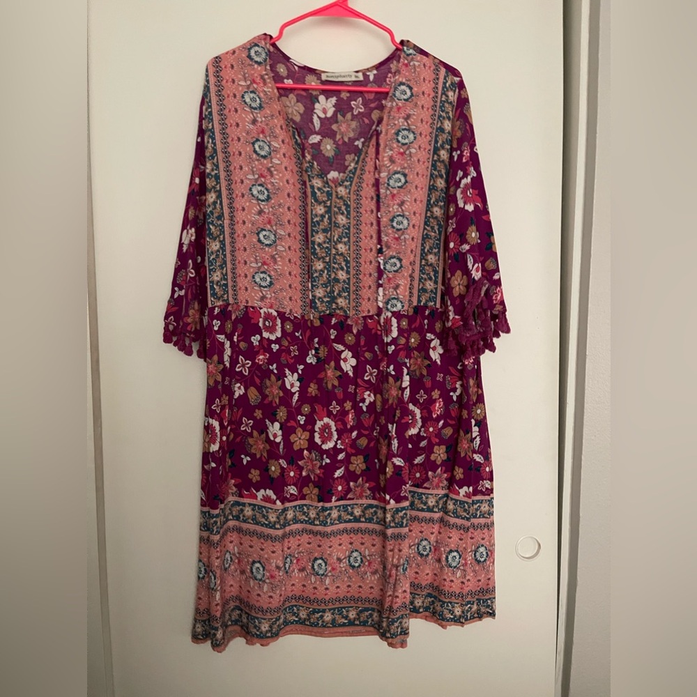 Purple/pink Floral Print Dress